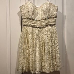 Dave & Johnny Lace with Sequins Mini Dress Prom